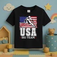 Usa Ski Team American Flag Skiing Skier Toddler T-Shirt thumb 3