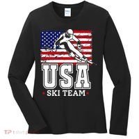 Usa Ski Team American Flag Skiing Skier Women's Long Sleeve Shirt thumb 0