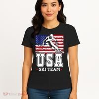 Usa Ski Team American Flag Skiing Skier Women's T-Shirt thumb 4