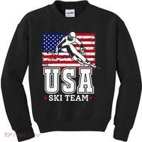 Usa Ski Team American Flag Skiing Skier Kids Sweatshirt thumb 0