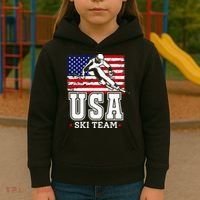Usa Ski Team American Flag Skiing Skier Kids Hoodie thumb 3