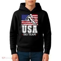 Usa Ski Team American Flag Skiing Skier Kids Hoodie thumb 4