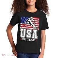 Usa Ski Team American Flag Skiing Skier Kids T-Shirt thumb 2