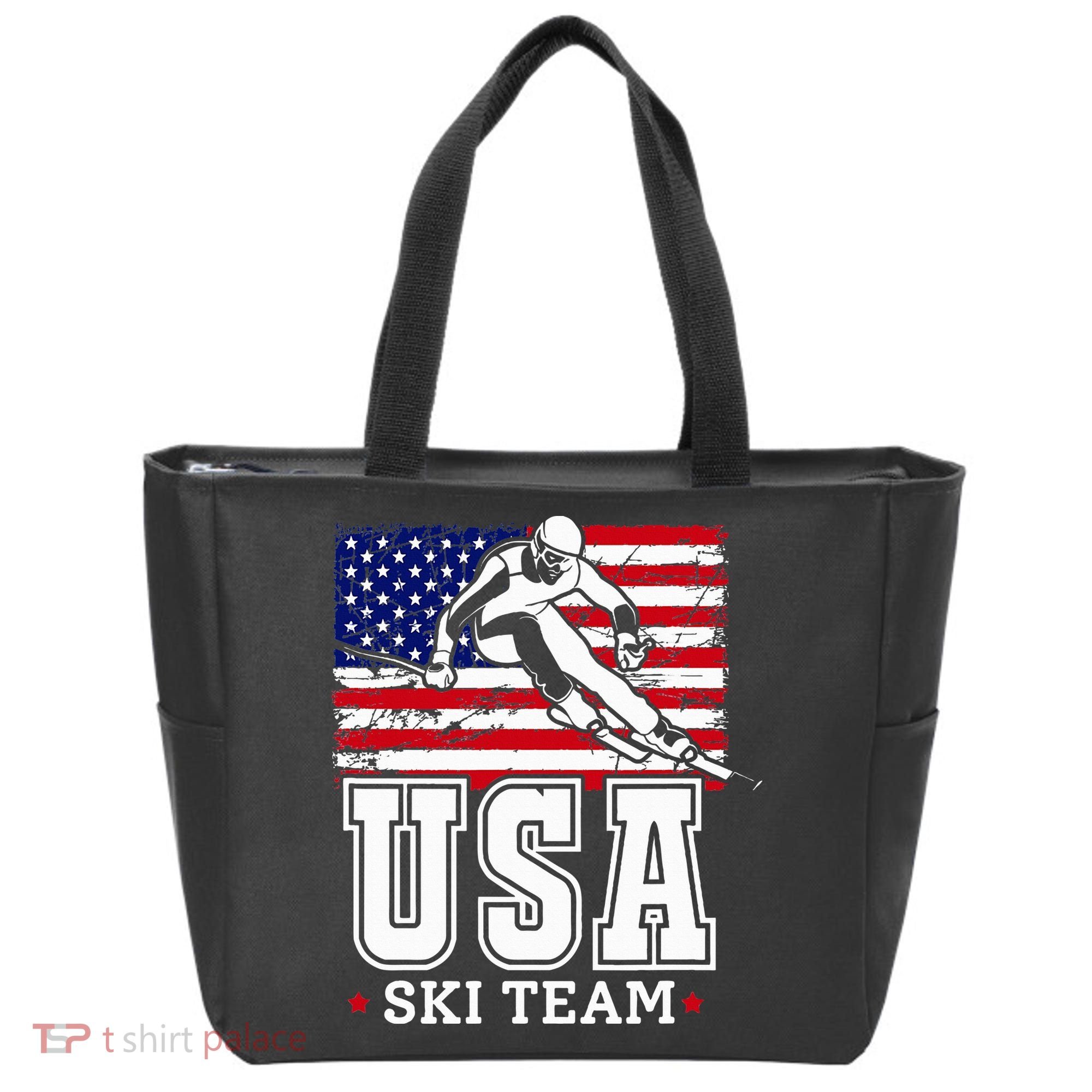 Usa Ski Team American Flag Skiing Skier Tote Bag