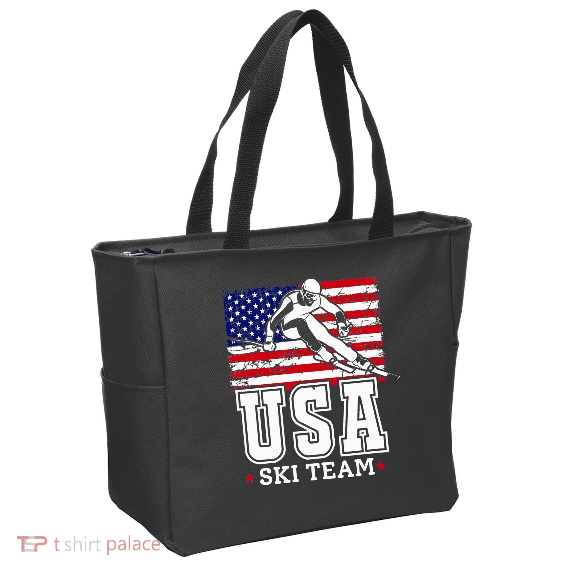 Usa Ski Team American Flag Skiing Skier Tote Bag