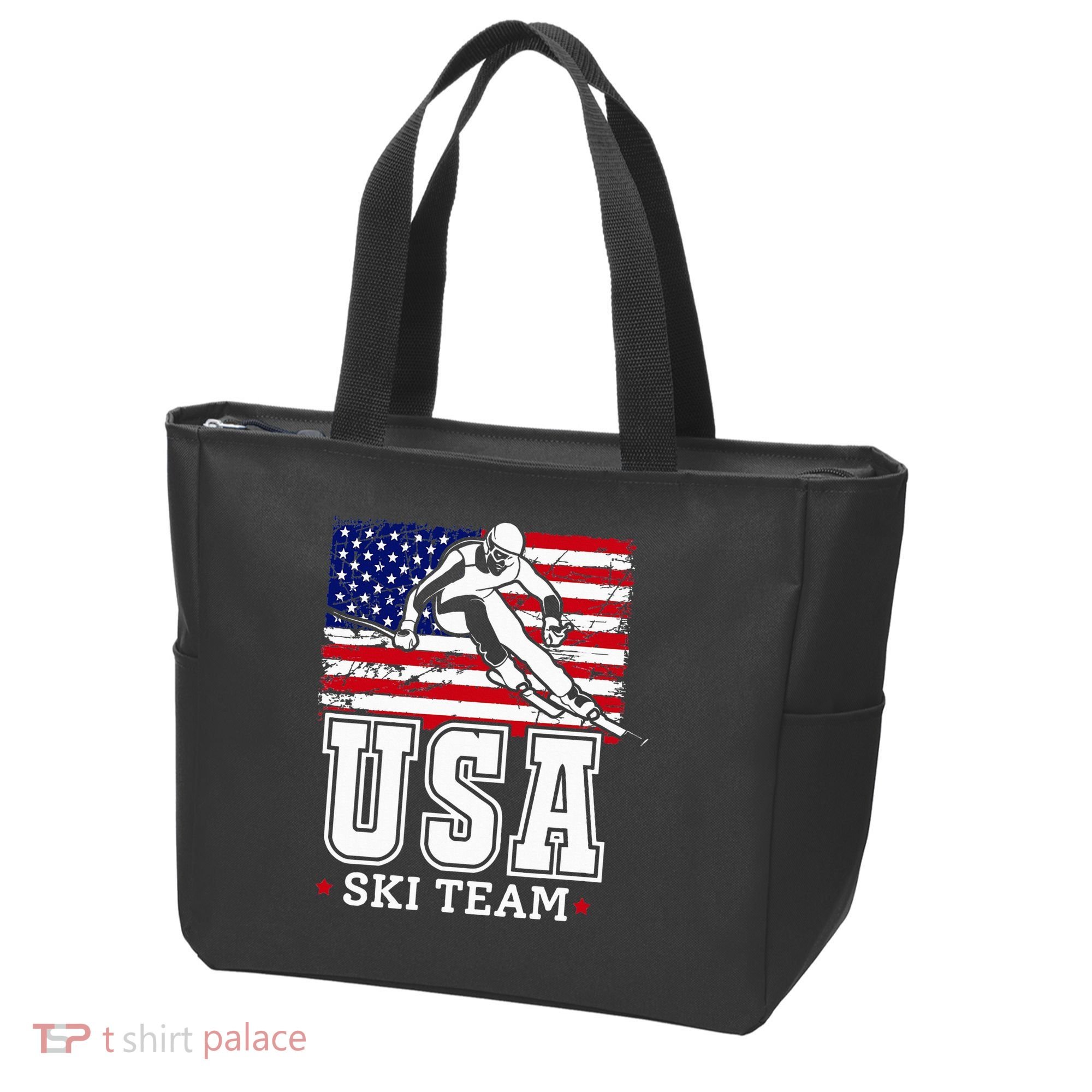 Usa Ski Team American Flag Skiing Skier Tote Bag