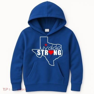 Uvalde Strong Texas Map Heart Kids Hoodie