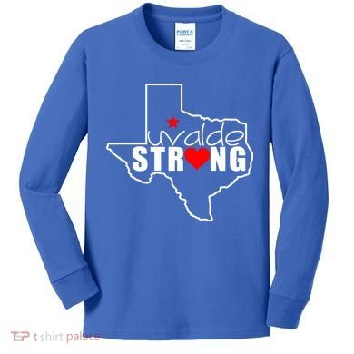 Uvalde Strong Texas Map Heart Kids Long Sleeve Shirt