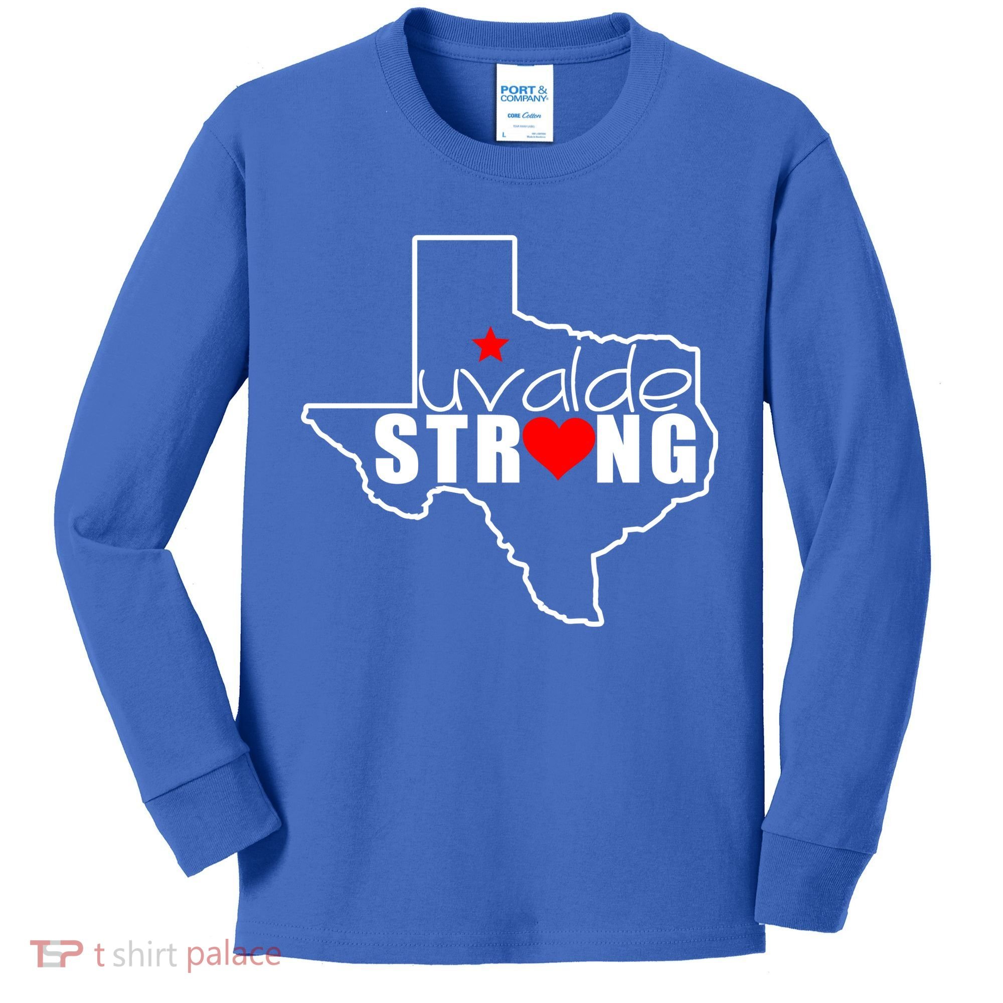 Uvalde Strong Texas Map Heart Kids Long Sleeve Shirt