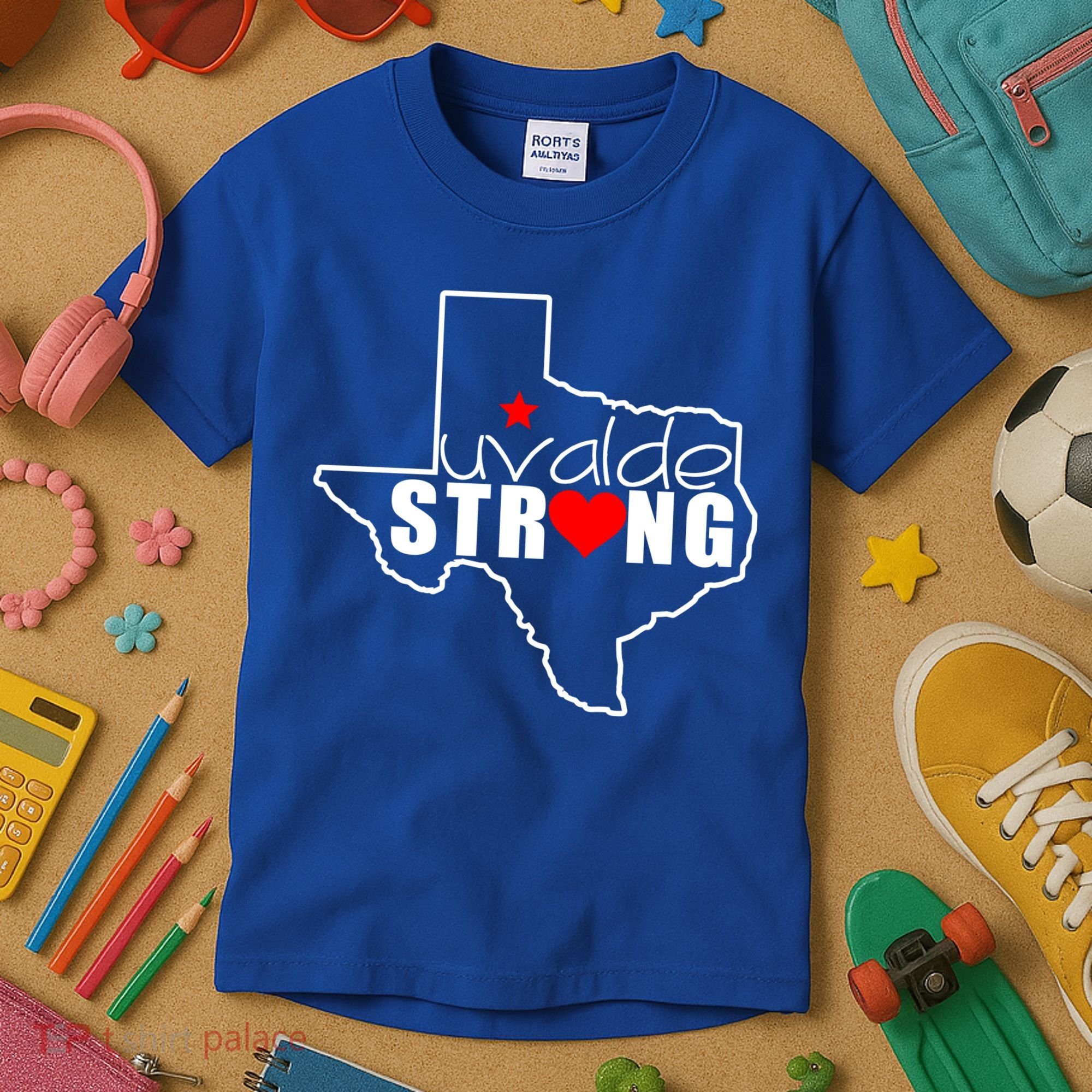 Uvalde Strong Texas Map Heart Kids T-Shirt
