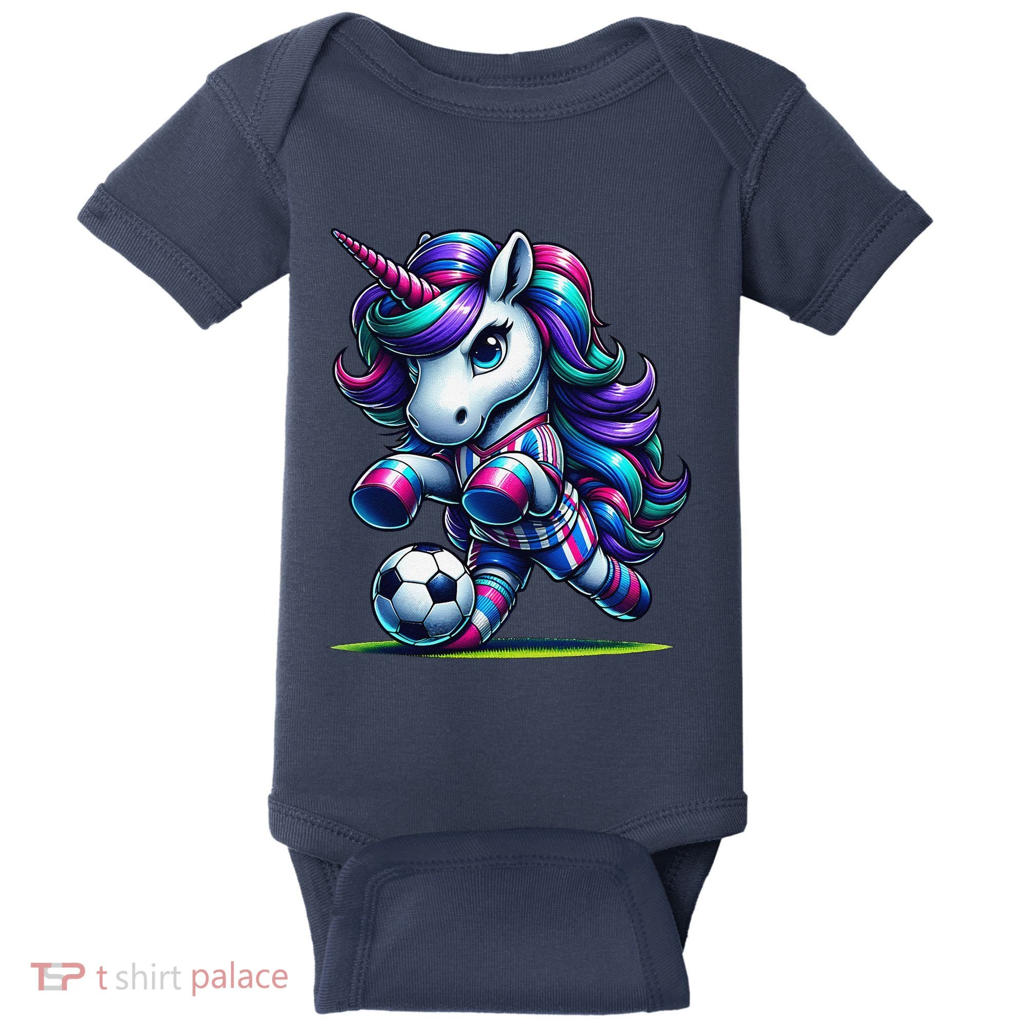 Unicorn Soccer Team Player Baby Bodysuit