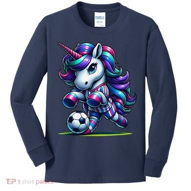 Unicorn Soccer Team Player Kids Long Sleeve Shirt