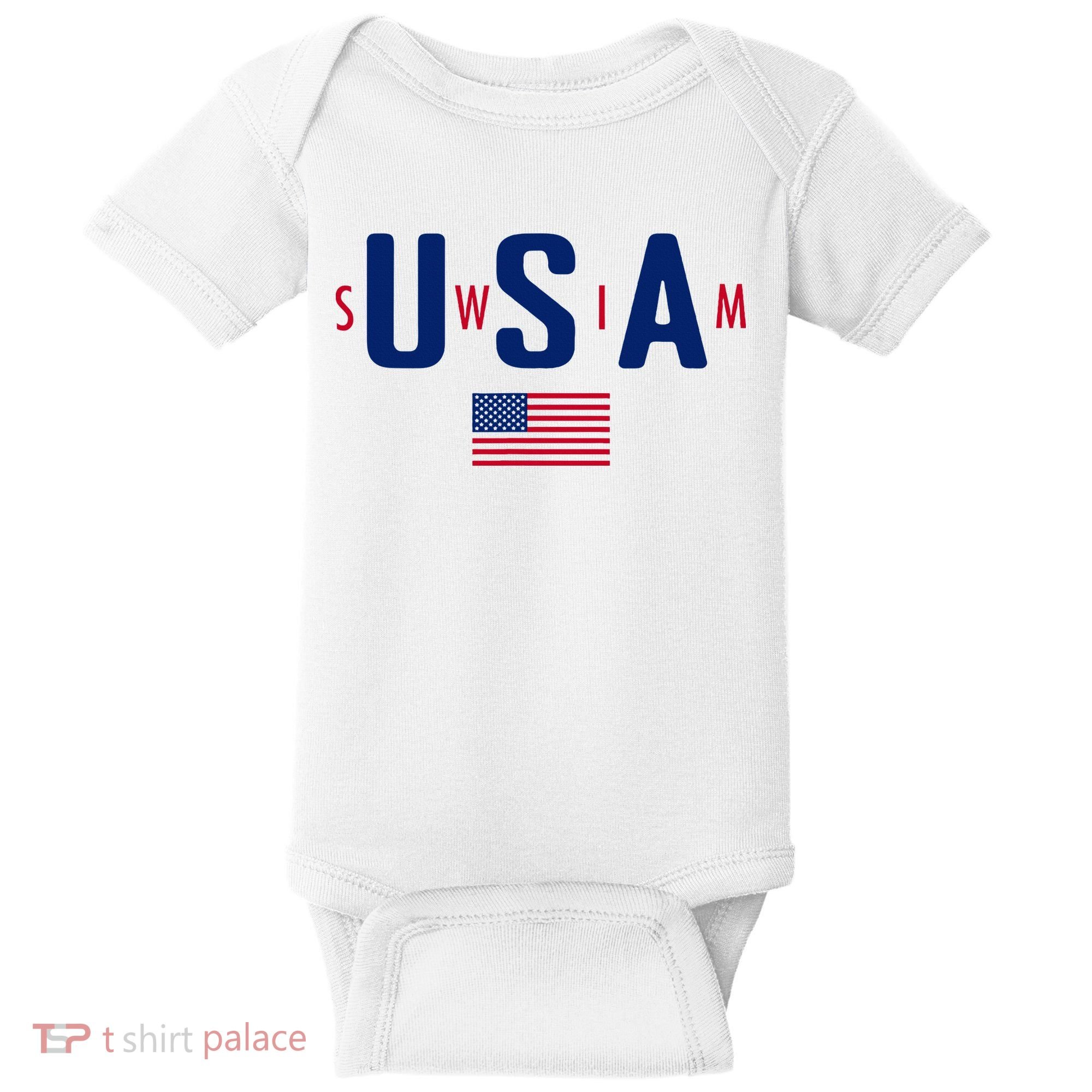 Usa Swim  Usa Summer Swimming 2024 Games Baby Bodysuit