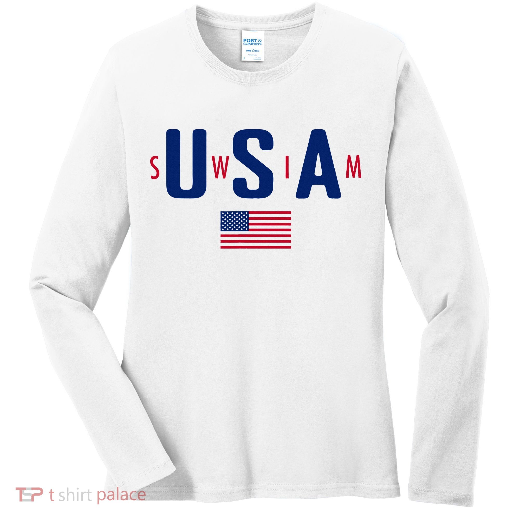 Usa Swim  Usa Summer Swimming 2024 Games Women's Long Sleeve Shirt