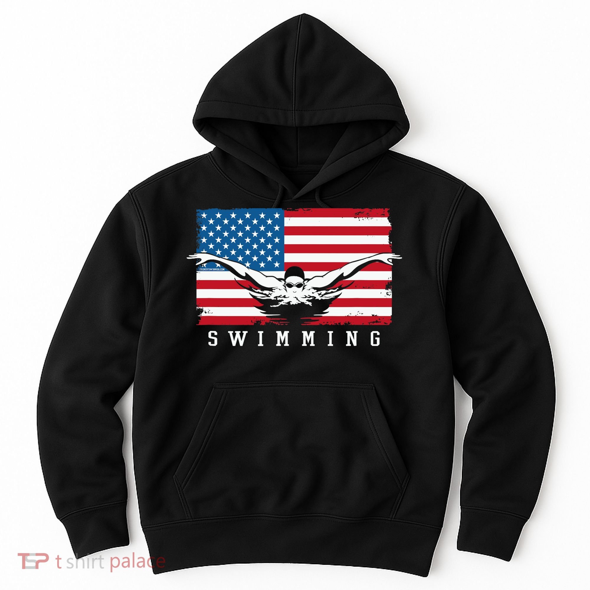 USA Swimming US Flag With Swimmer Swim Team Hoodie