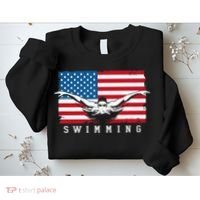 USA Swimming US Flag With Swimmer Swim Team Sweatshirt thumb 2