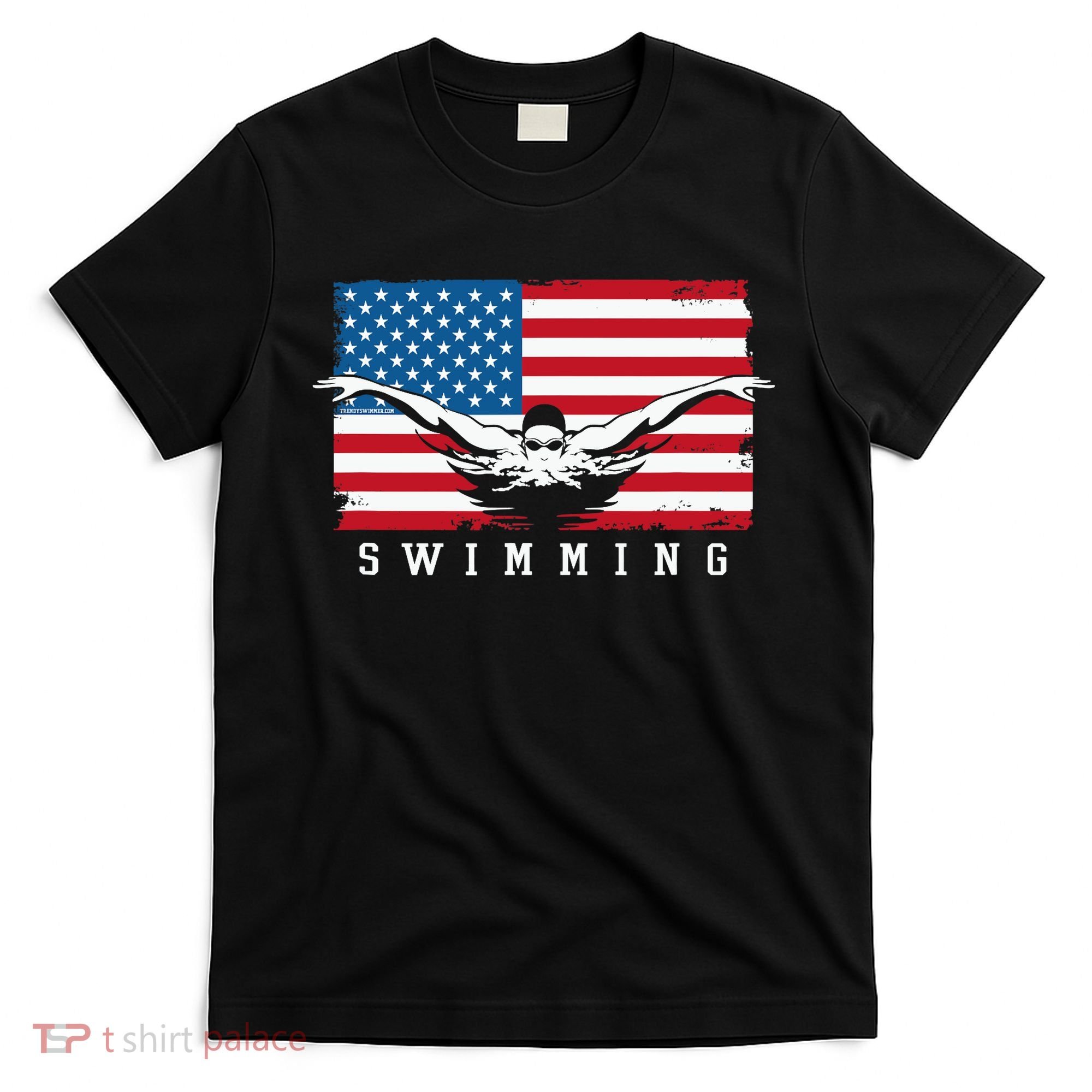 USA Swimming US Flag With Swimmer Swim Team T-Shirt