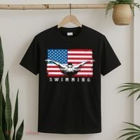 USA Swimming US Flag With Swimmer Swim Team T-Shirt thumb 2