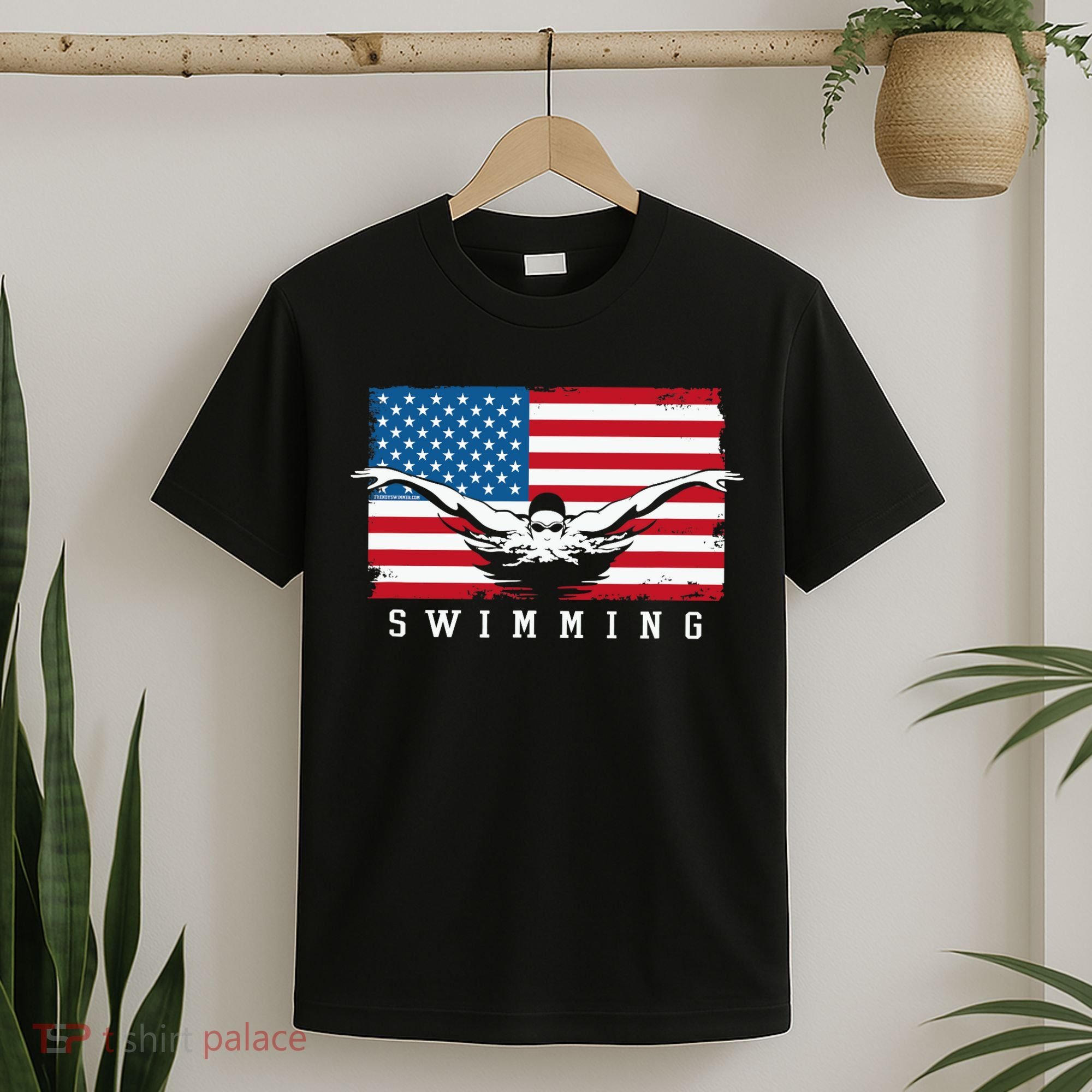 USA Swimming US Flag With Swimmer Swim Team T-Shirt