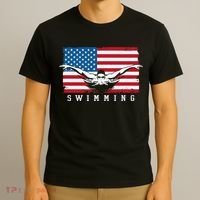 USA Swimming US Flag With Swimmer Swim Team T-Shirt thumb 3
