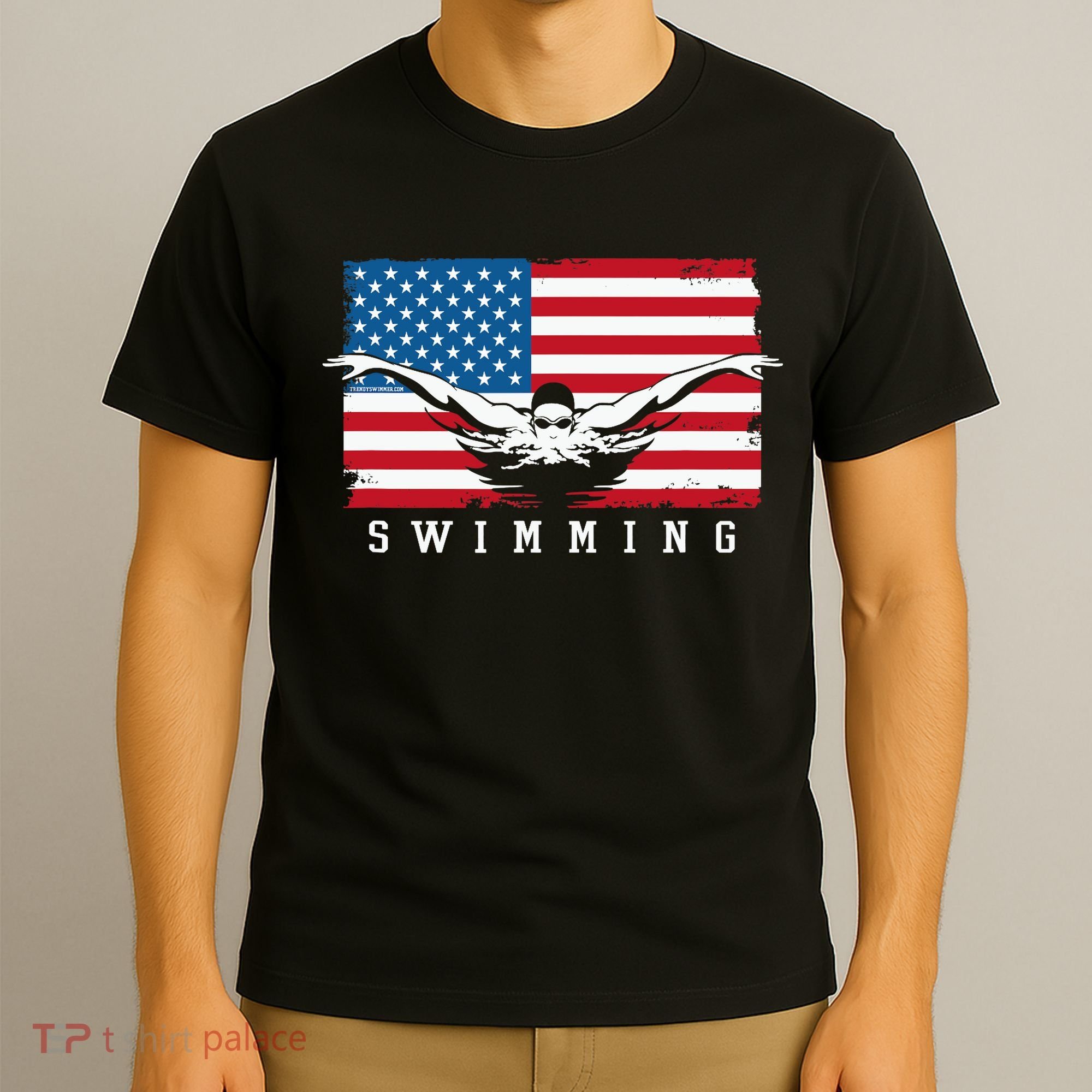 USA Swimming US Flag With Swimmer Swim Team T-Shirt