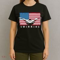 USA Swimming US Flag With Swimmer Swim Team T-Shirt thumb 4