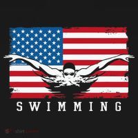 USA Swimming US Flag With Swimmer Swim Team T-Shirt thumb 7