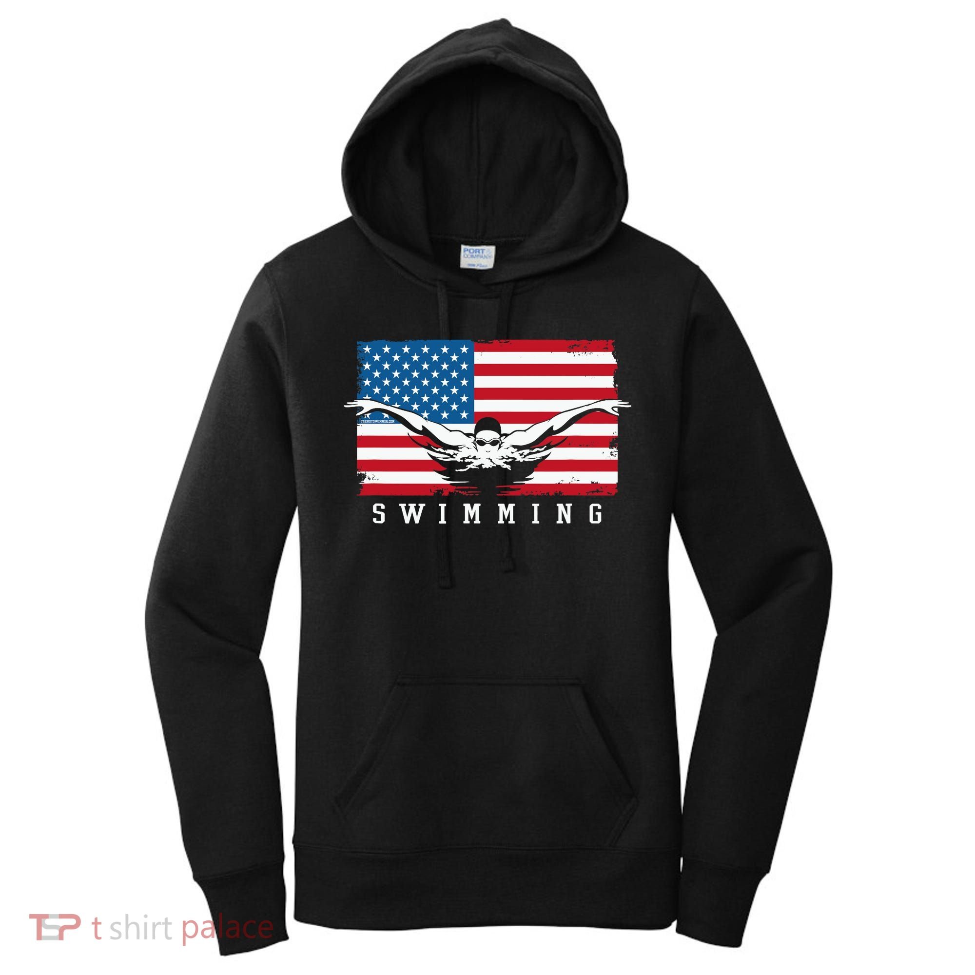 USA Swimming US Flag With Swimmer Swim Team Women's Hoodie