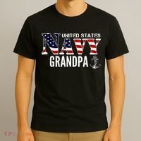 United States Vintage Navy With American Flag Grandpa Gift T-Shirt thumb 3
