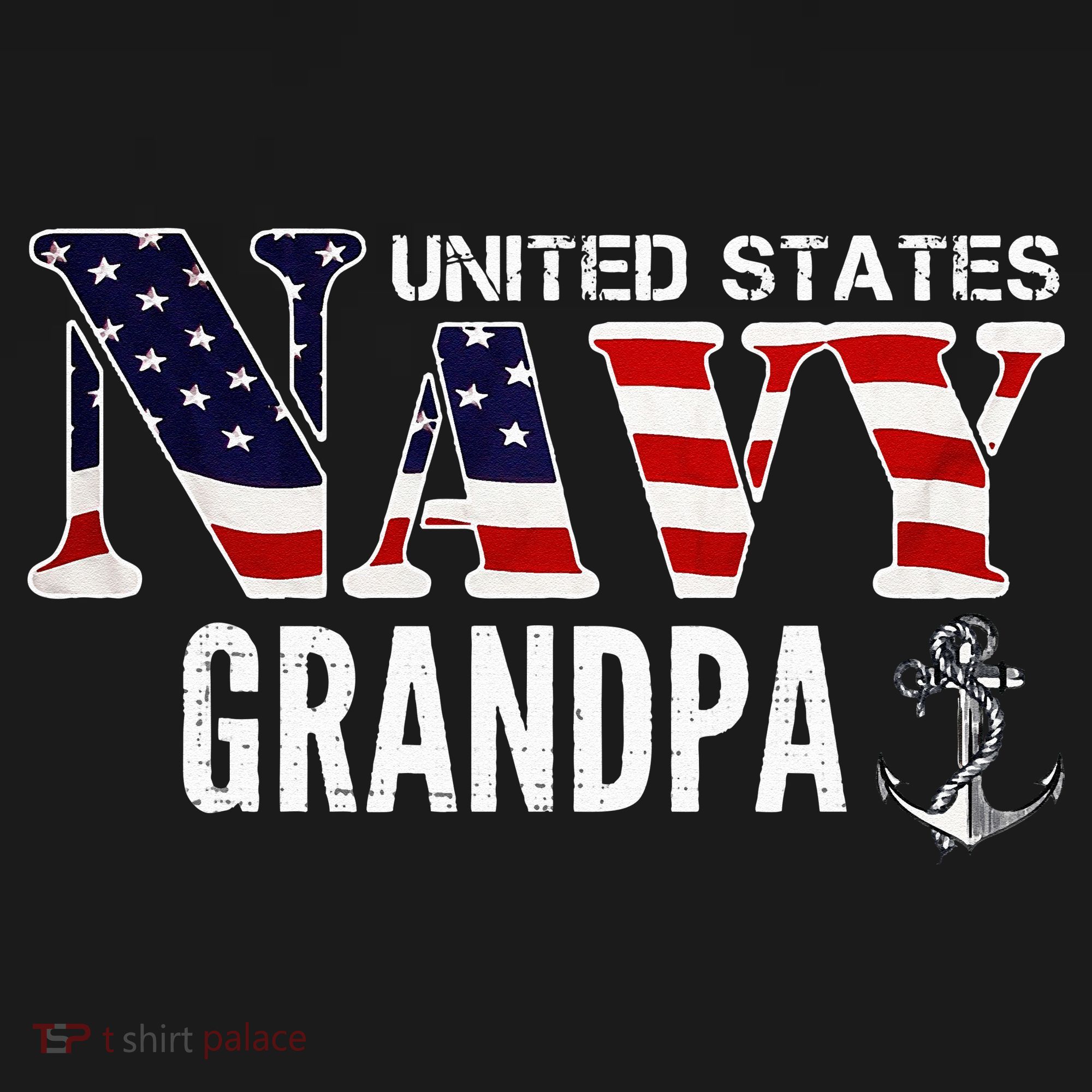 United States Vintage Navy With American Flag Grandpa Gift T-Shirt