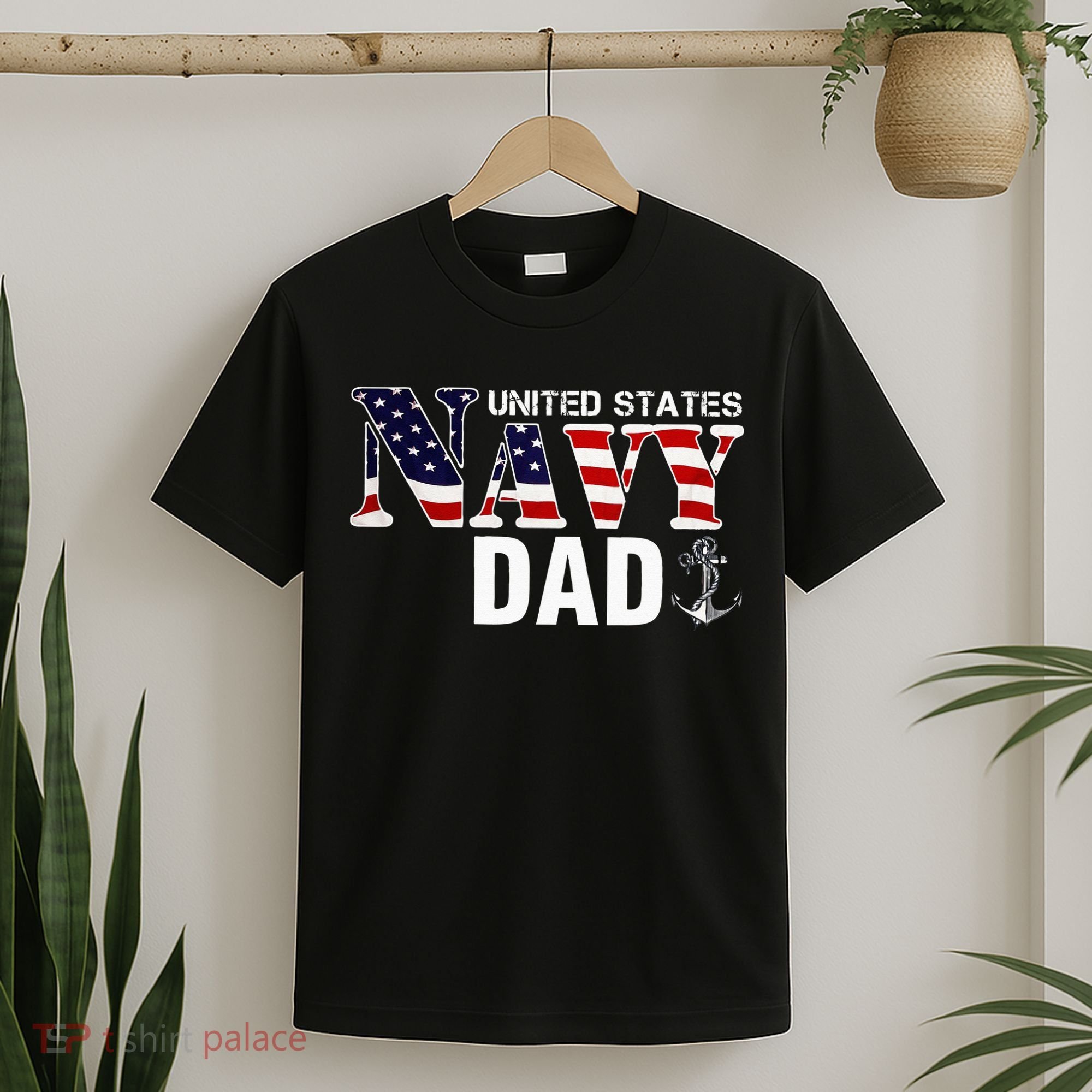 United States Vintage Navy With American Flag For Dad Gift T-Shirt