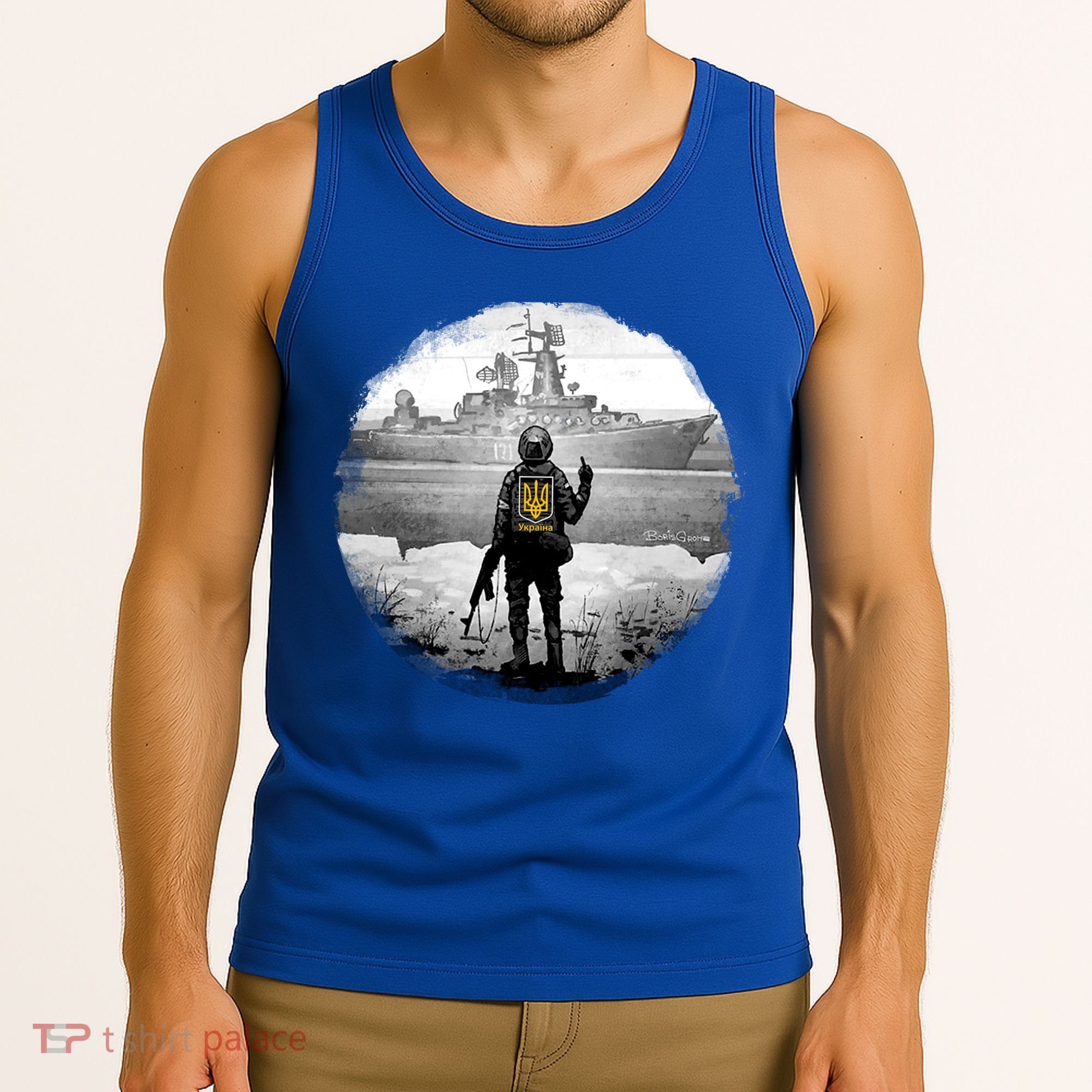 Ukraine Soldier Vs Russian Warship Tank Top
