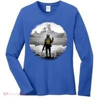 Ukraine Soldier Vs Russian Warship Women's Long Sleeve Shirt thumb 0