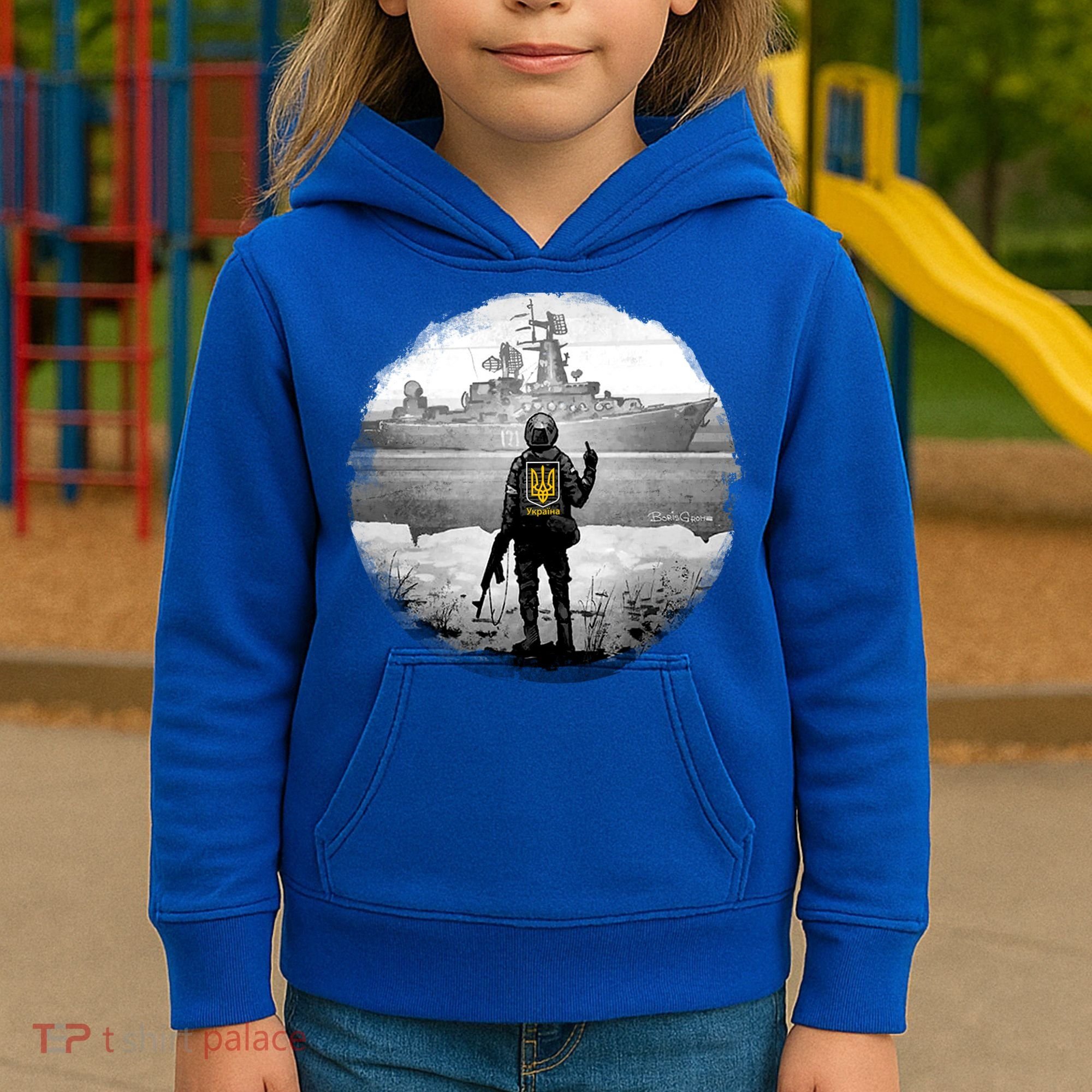 Ukraine Soldier Vs Russian Warship Kids Hoodie