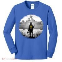 Ukraine Soldier Vs Russian Warship Kids Long Sleeve Shirt thumb 0