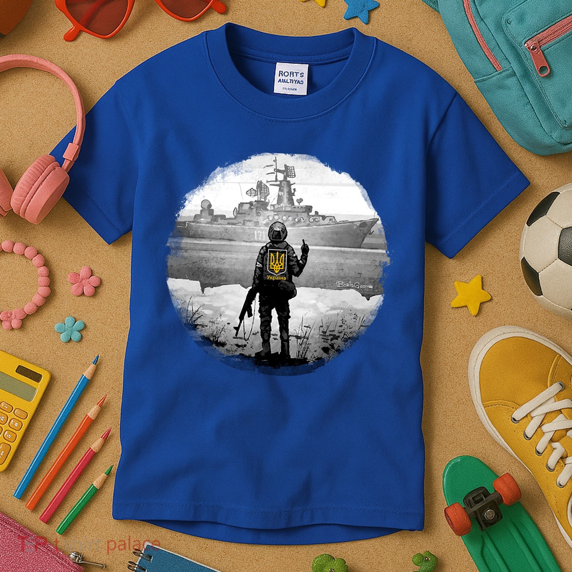 Ukraine Soldier Vs Russian Warship Kids T-Shirt