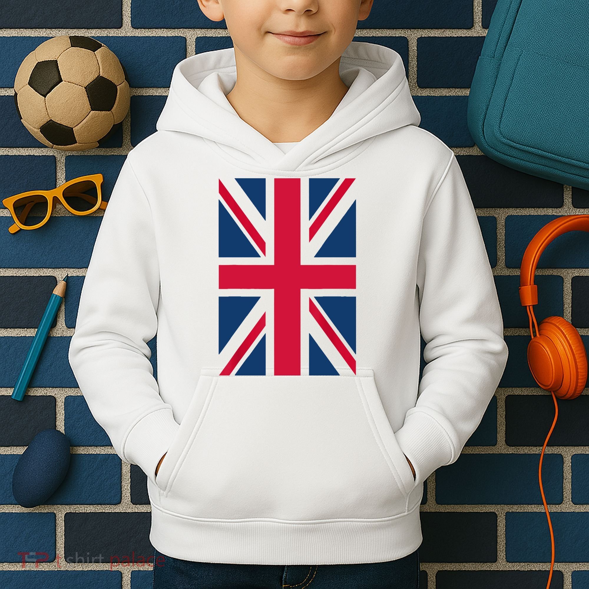UK Shirt Women Men | Cool Vertical British Union Jack Flag Kids Hoodie