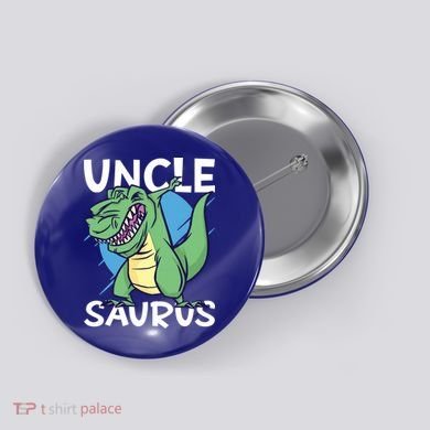 Uncle Saurus With Dinosaurs Gift Button