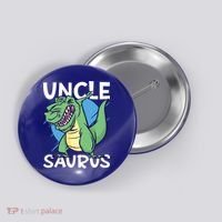 Uncle Saurus With Dinosaurs Gift Button thumb 0