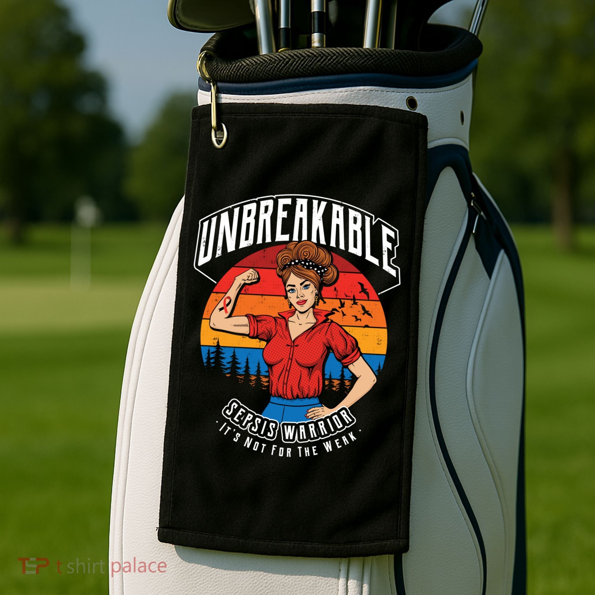 Unbreakable Sepsis Warrior Sunset Gift Golf Towel