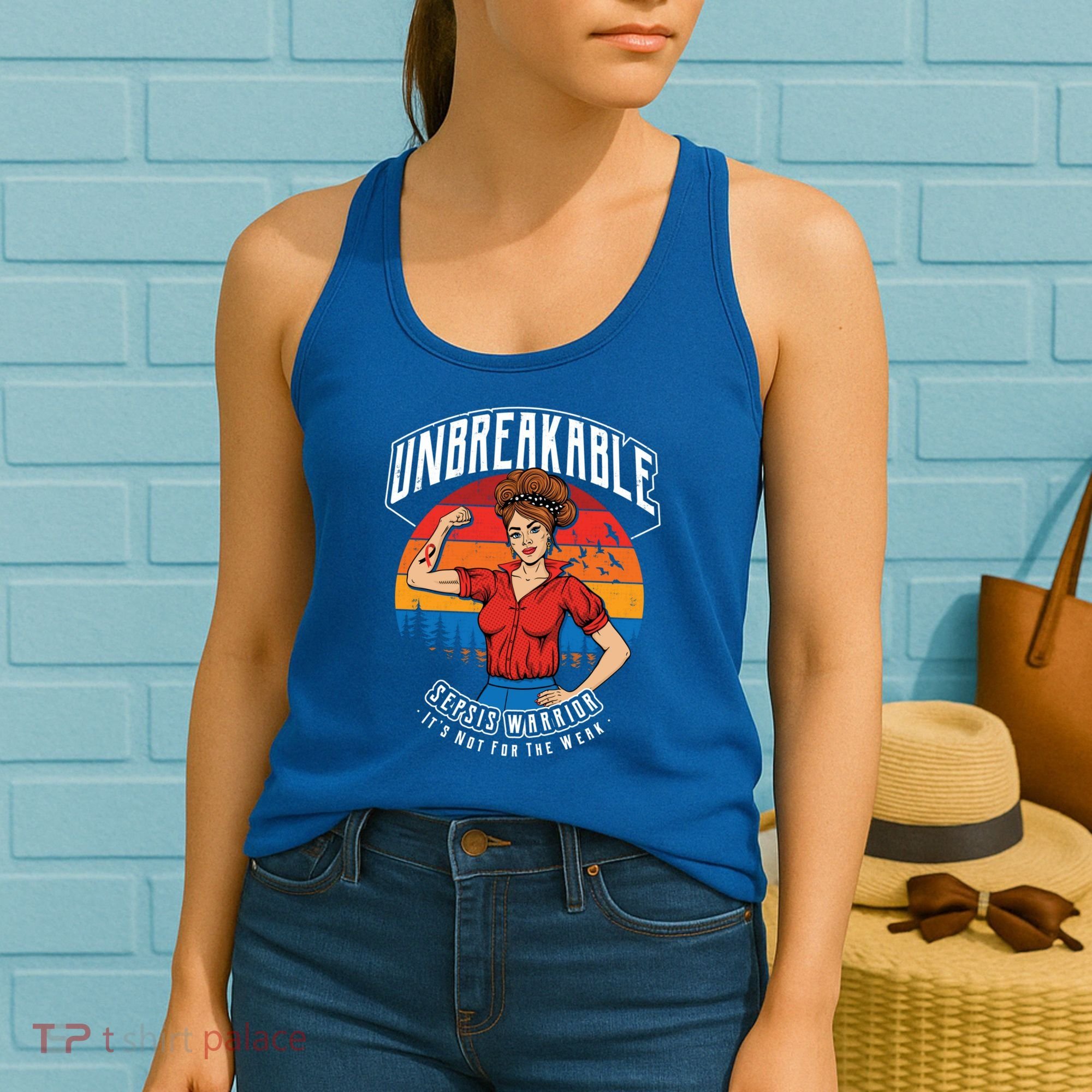 Unbreakable Sepsis Warrior Sunset Gift Women's Tank Top
