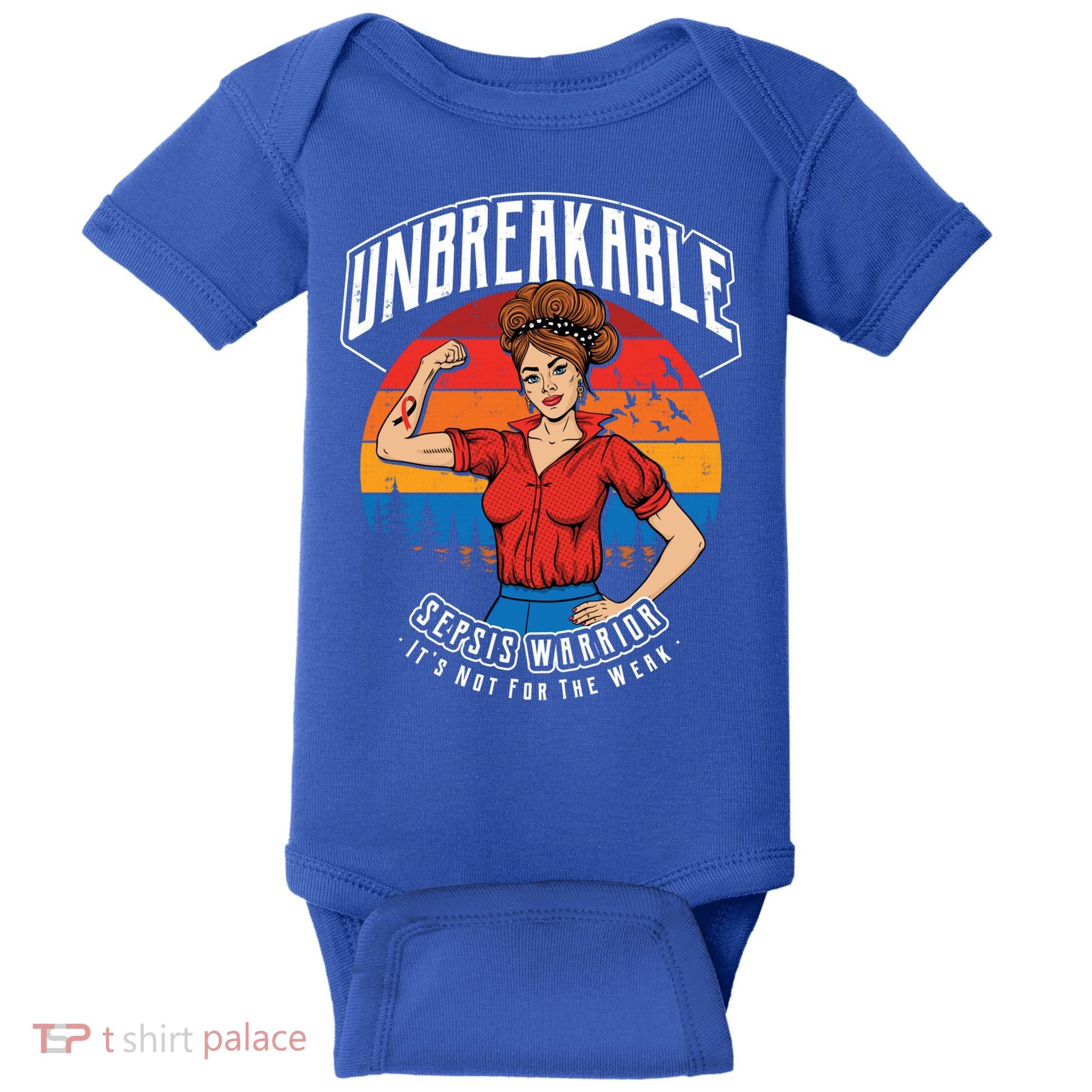 Unbreakable Sepsis Warrior Sunset Gift Baby Bodysuit