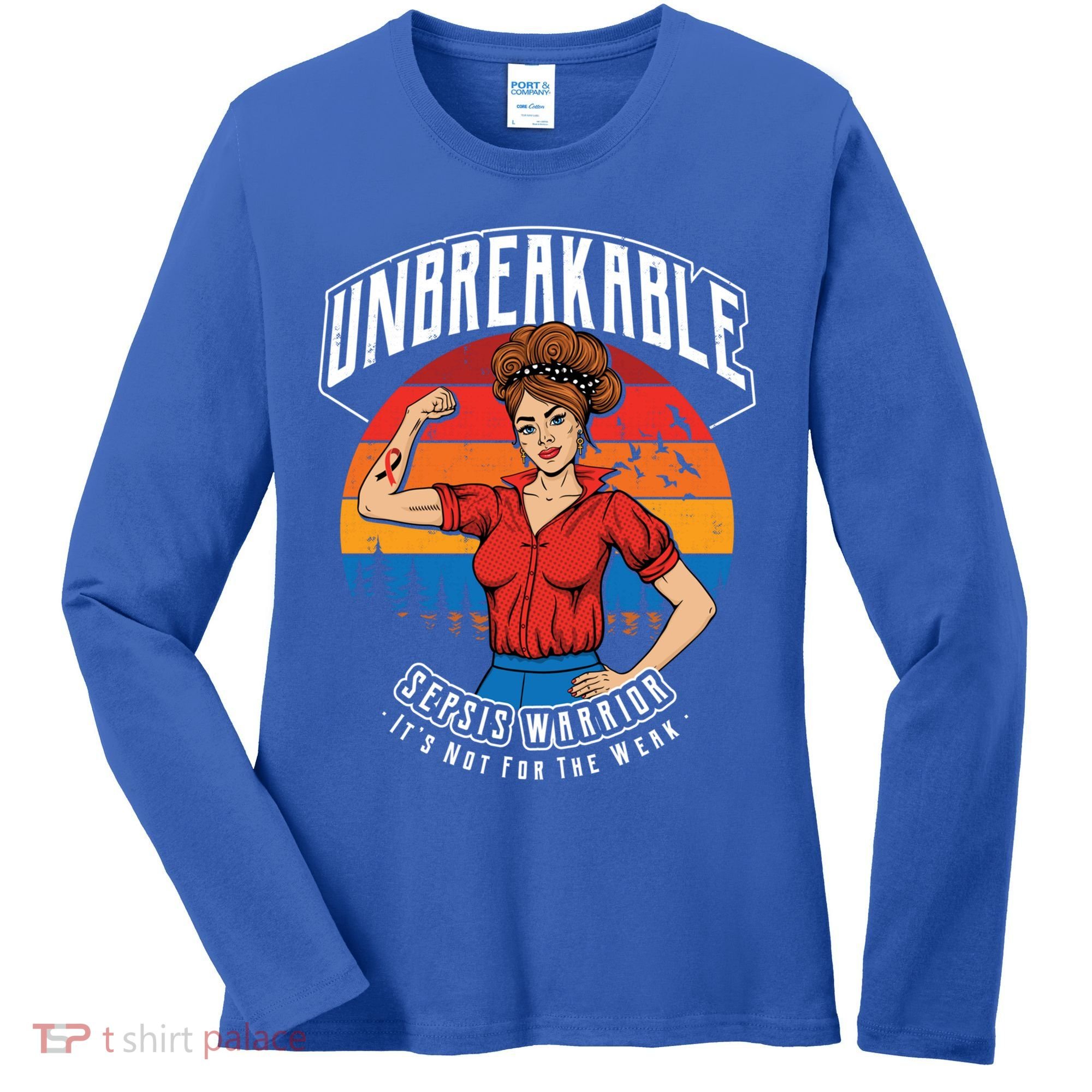 Unbreakable Sepsis Warrior Sunset Gift Women's Long Sleeve Shirt