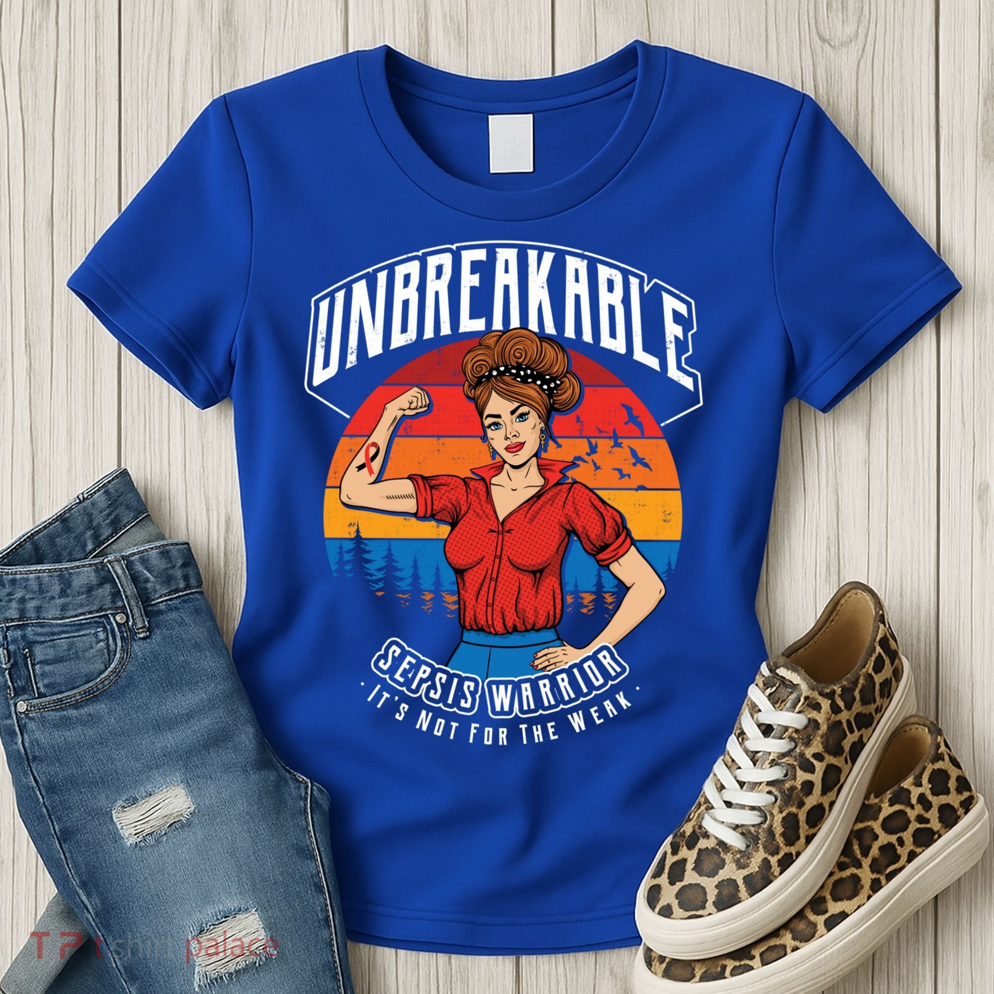 Unbreakable Sepsis Warrior Sunset Gift Women's T-Shirt
