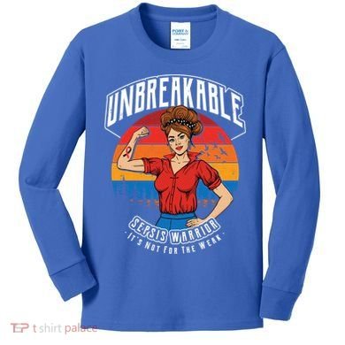 Unbreakable Sepsis Warrior Sunset Gift Kids Long Sleeve Shirt