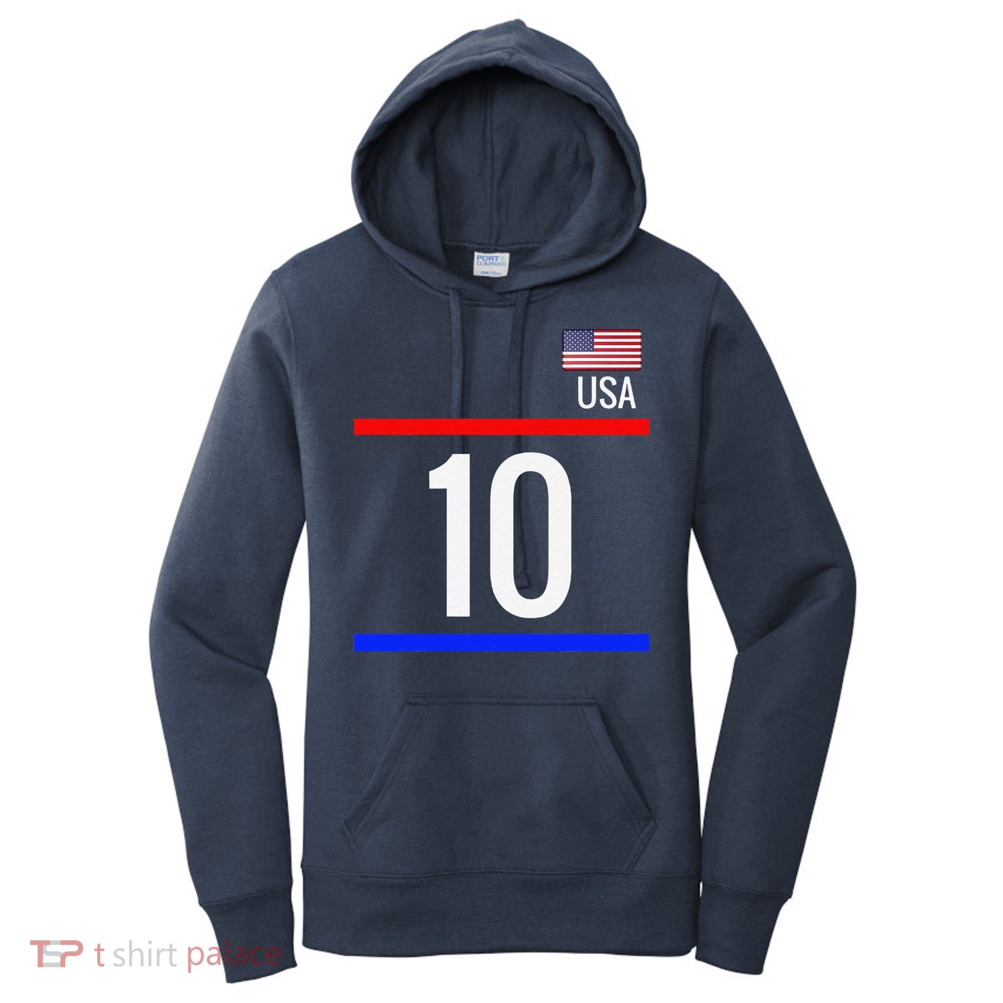 Usa Soccer With Number 10 Sports Women's Hoodie