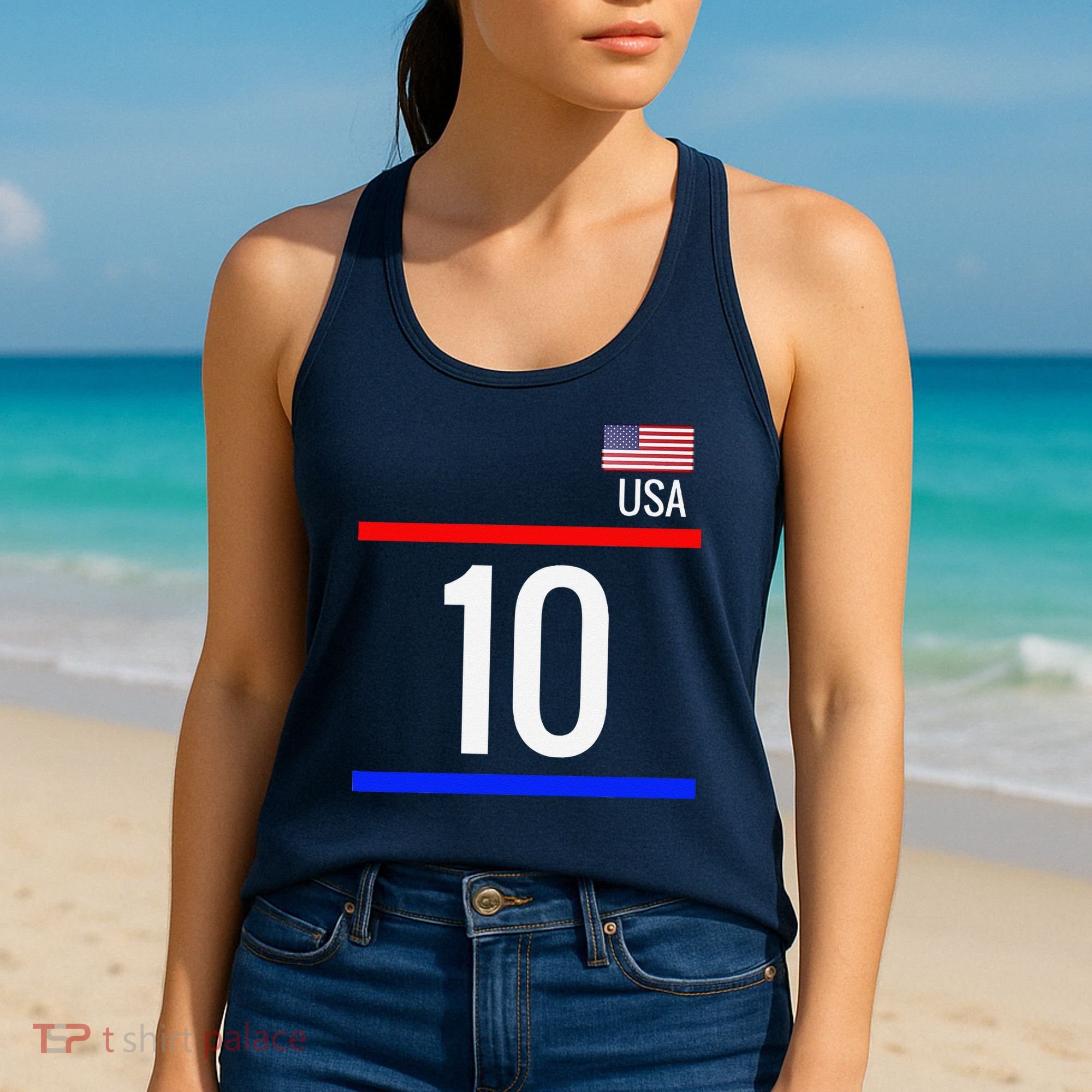 Usa Soccer With Number 10 Sports Women's Tank Top