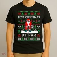 Ugly Sweater Xmas Golf Santa Claus Best Christmas By Par T-Shirt thumb 3
