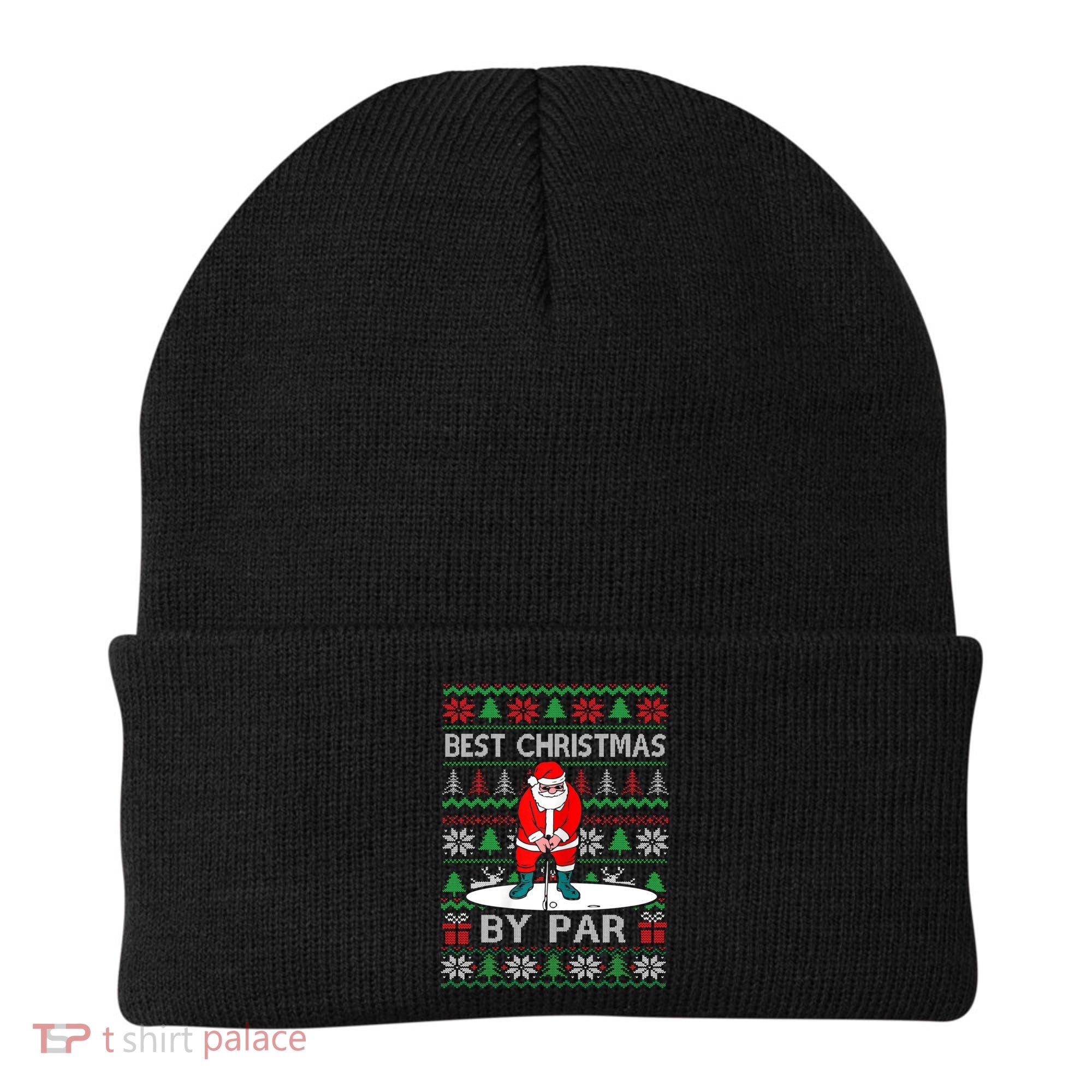 Ugly Sweater Xmas Golf Santa Claus Best Christmas By Par Beanie