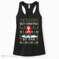 Ugly Sweater Xmas Golf Santa Claus Best Christmas By Par Women's Tank Top thumb 0
